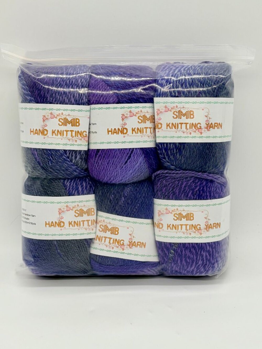 6 balls gradient yarn in purple wool blend